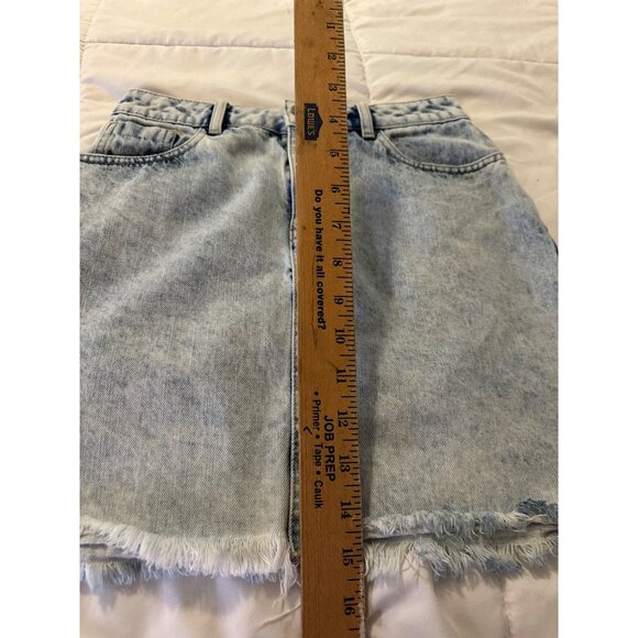 Stonewashed Denim Mini Skirt Frayed Hem XS Cotton Pockets Festival Grunge boho - Picture 5 of 8